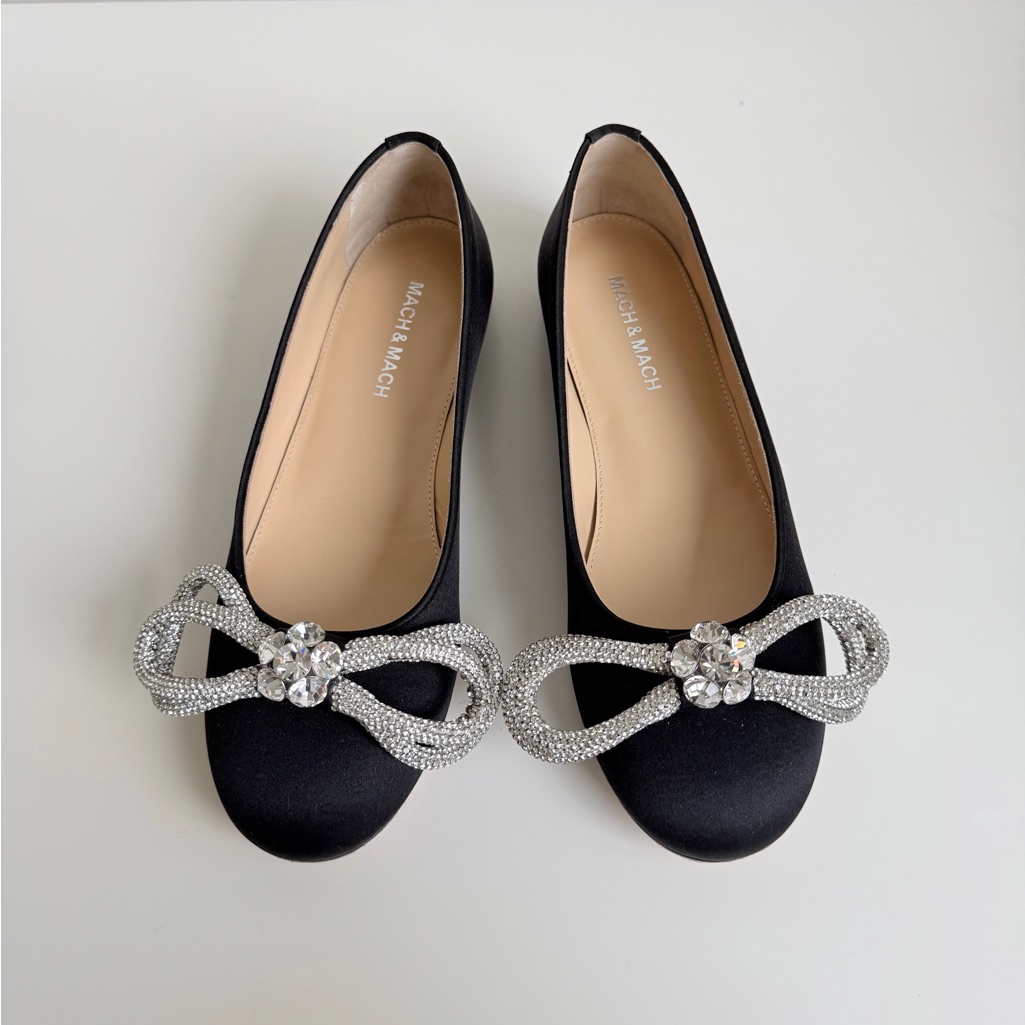 Mach & Mach Double Bow Satin Ballerina Shoes